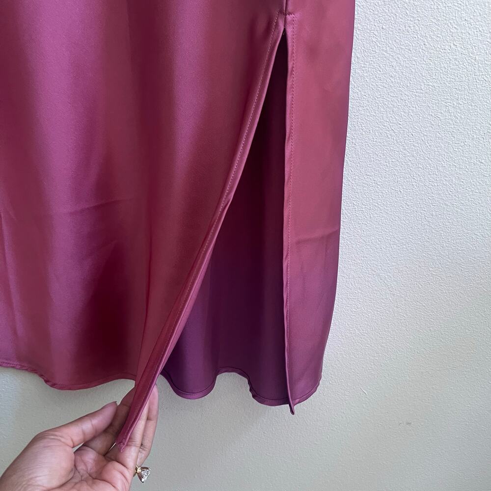 Renee C. High Slit Satin Pink Midi Skirt Women's Size Small - Picture 3 of 6